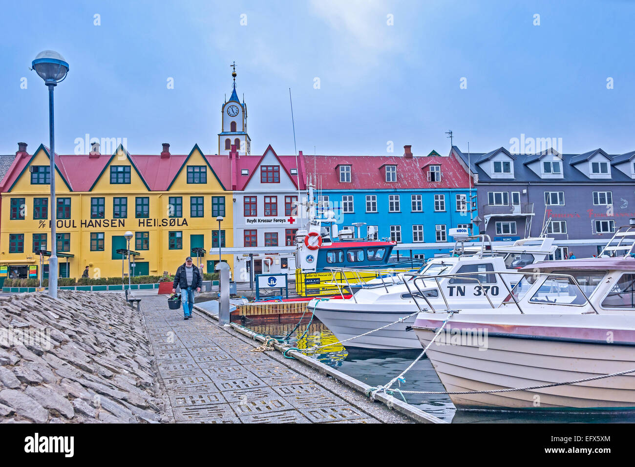 Walkway Alongside The Harbour Torshavn Faroe Islands Stock Photo