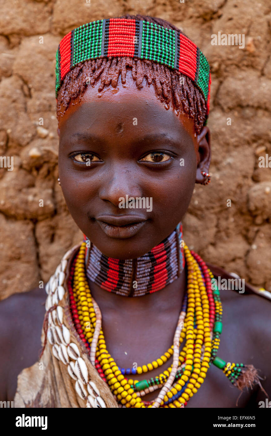 A Portrait Of A Young Woman From The Hamer Tribe The Monday Market 