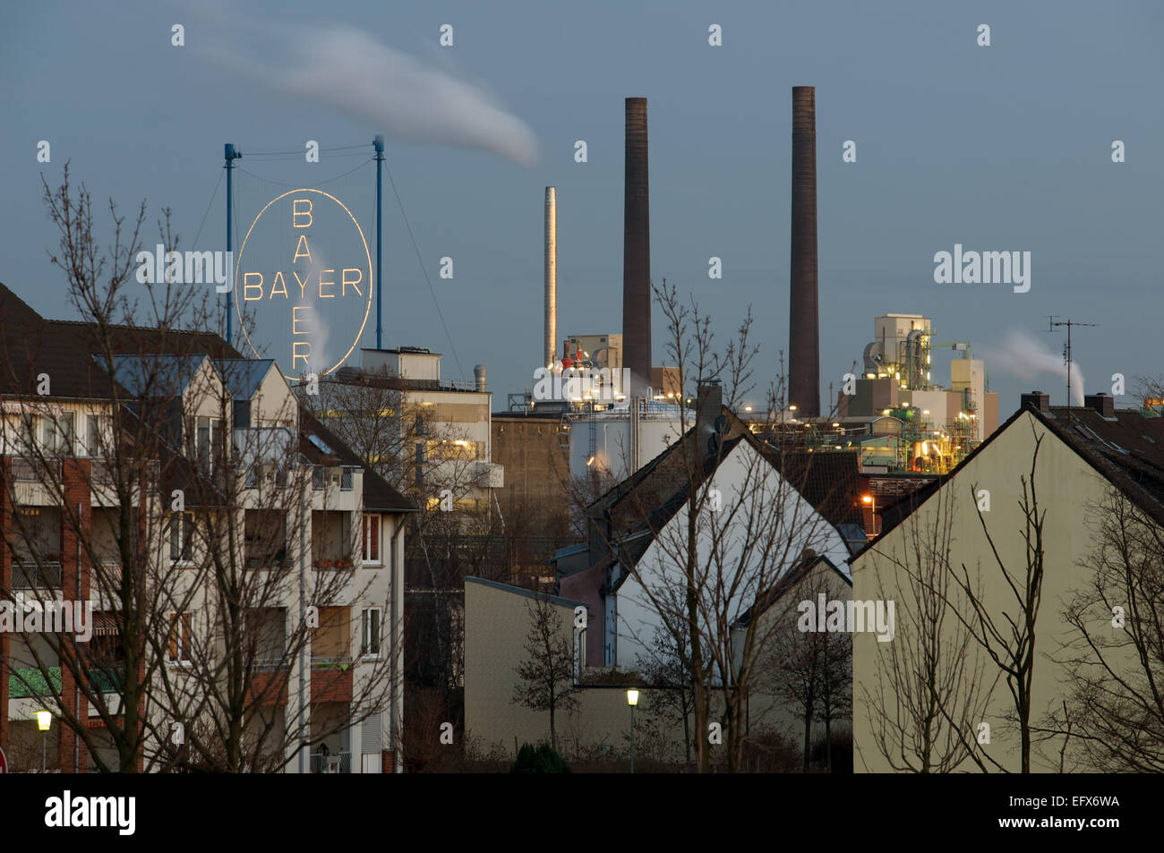 Bayer chemical plant, Leverkusen, North Rhine-Westphalia, Germany. Stock Photo