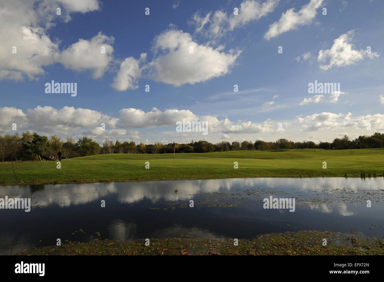 View over the pond beside 9th Green at Broke Hill Golf Club Orpington Kent England Stock Photo