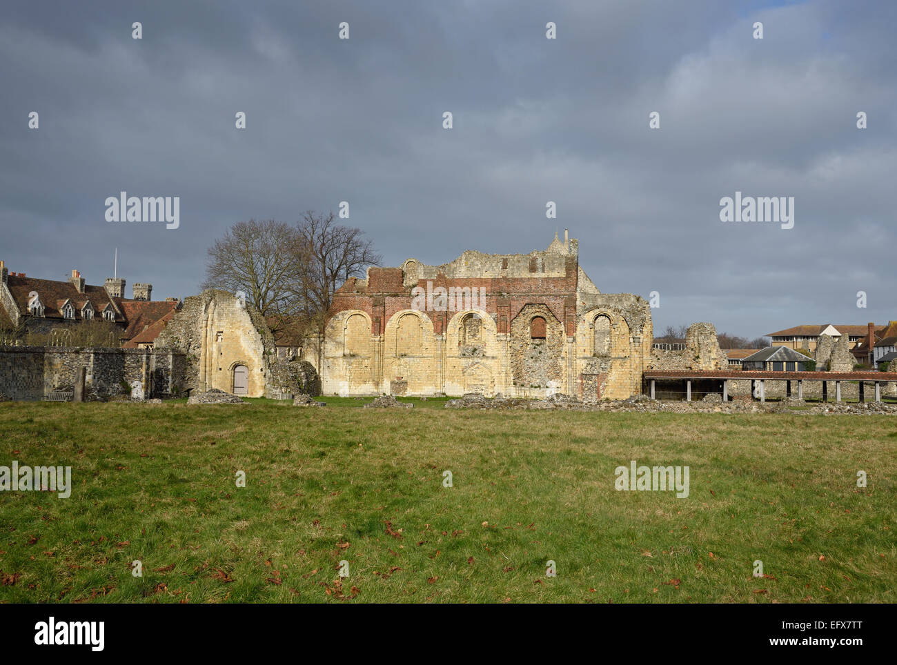 The remaining North wall of the Nave of the Church of St Peter and St Paul at St Augustine´s Abbey, Canterbury, Kent, UK Stock Photo