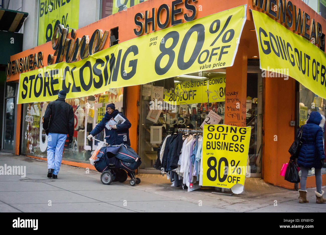 A store on Fulton Street in Downtown Brooklyn in New York announces