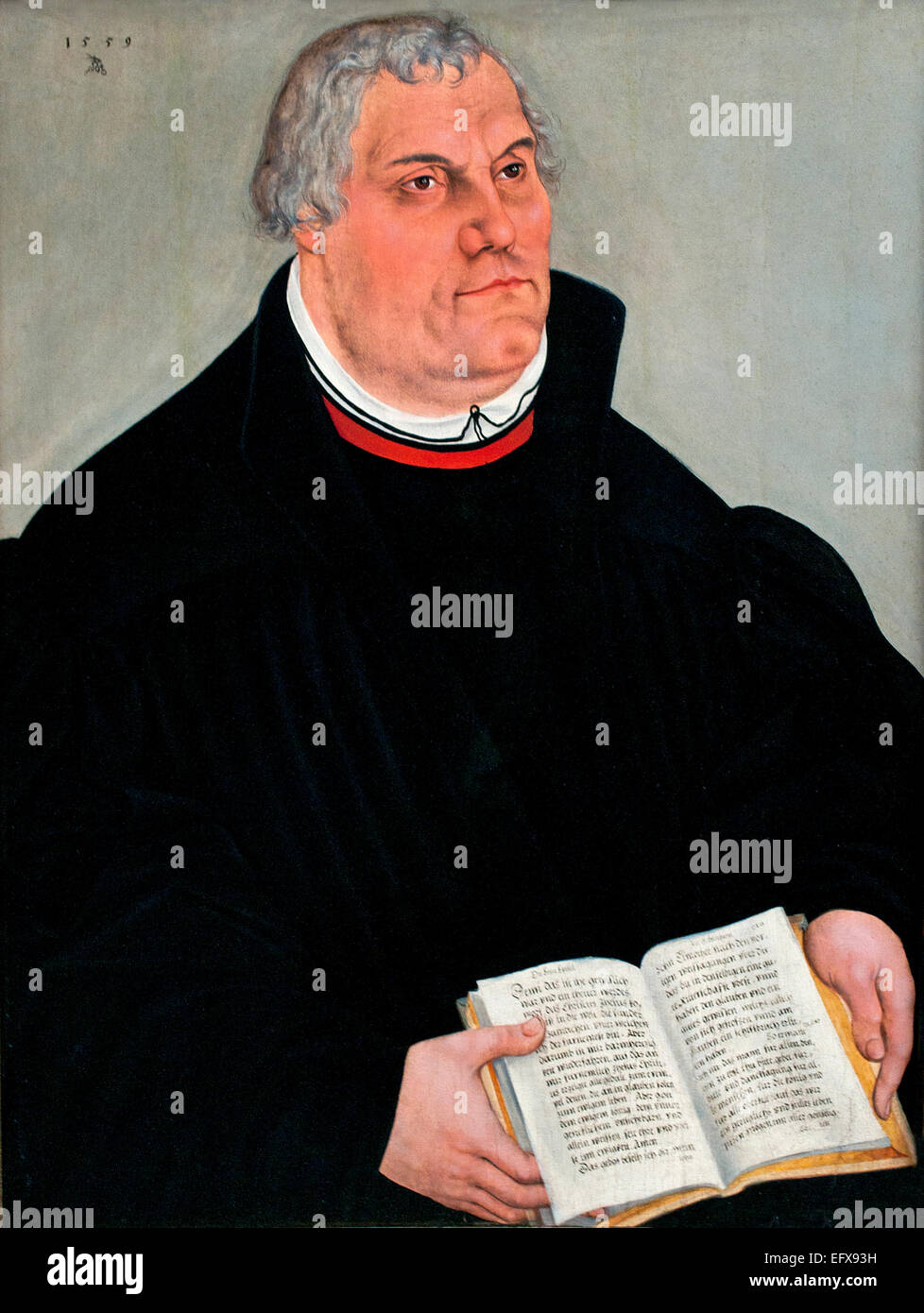 Martin Luther 1559 Lucas Cranach  the Younger . Wittenberg 1515-1586 Germany ( Martin Luther 1483 –  1546 German friar Catholic priest professor of theology and seminal figure of the 16th-century movement in Christianity known later as the Protestant Reformation ) Stock Photo
