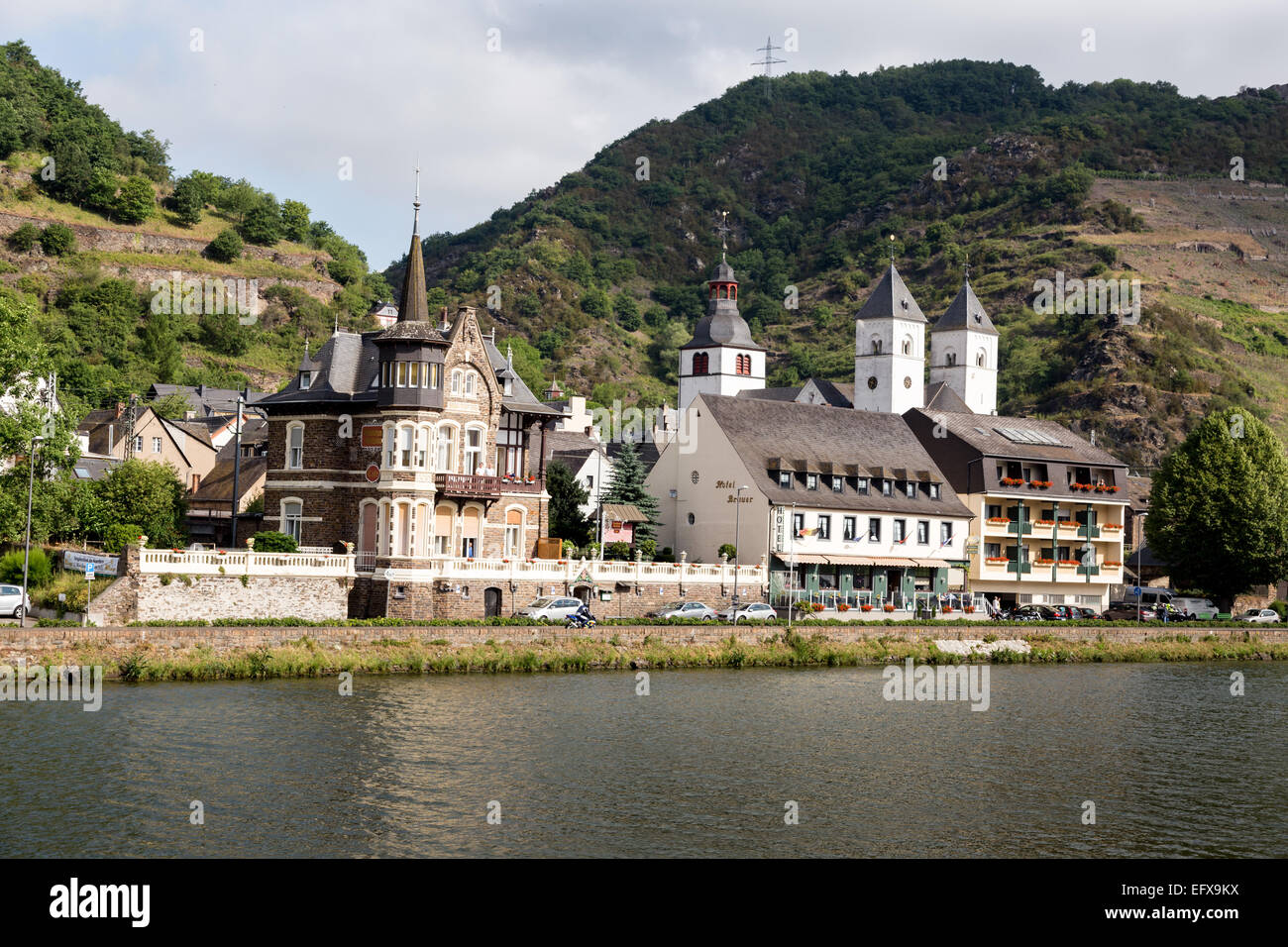 The beautiful and scenic municipality of Treis-Karden along the Moselle River, Germany is a state-recognized tourism resort. Stock Photo