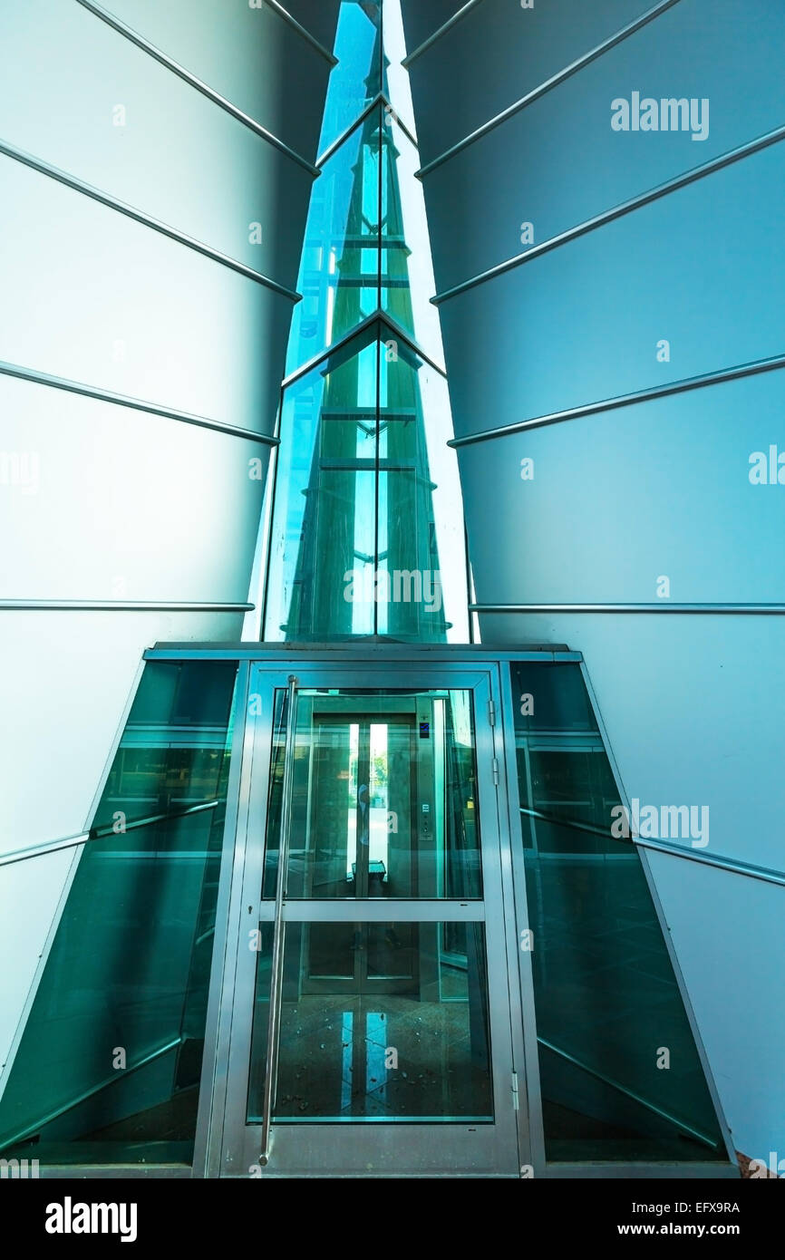 Entrance to modern building outdoor metal and glass Stock Photo
