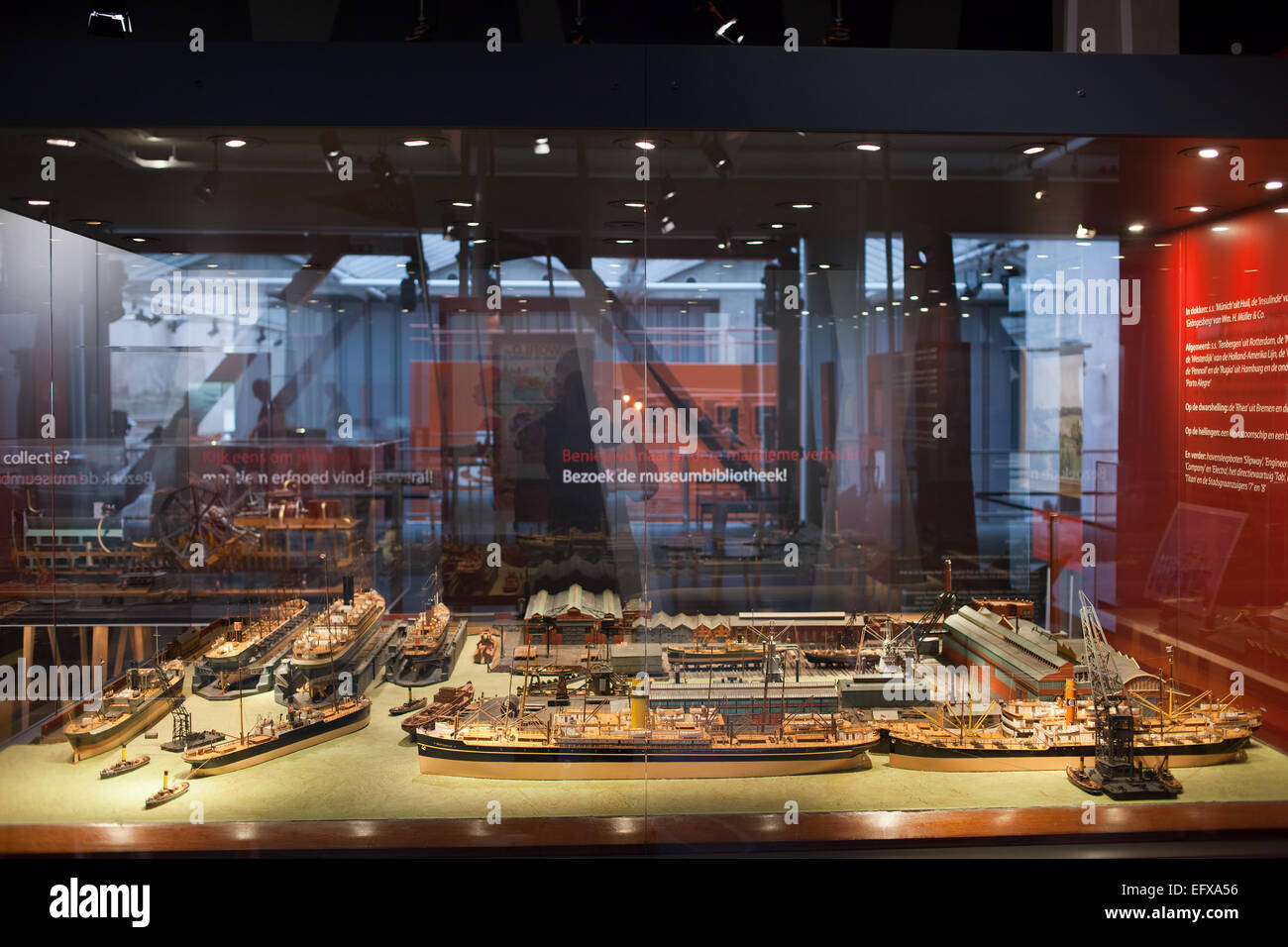 Ship models in Maritime Museum in Rotterdam, Holland, Netherlands. Stock Photo