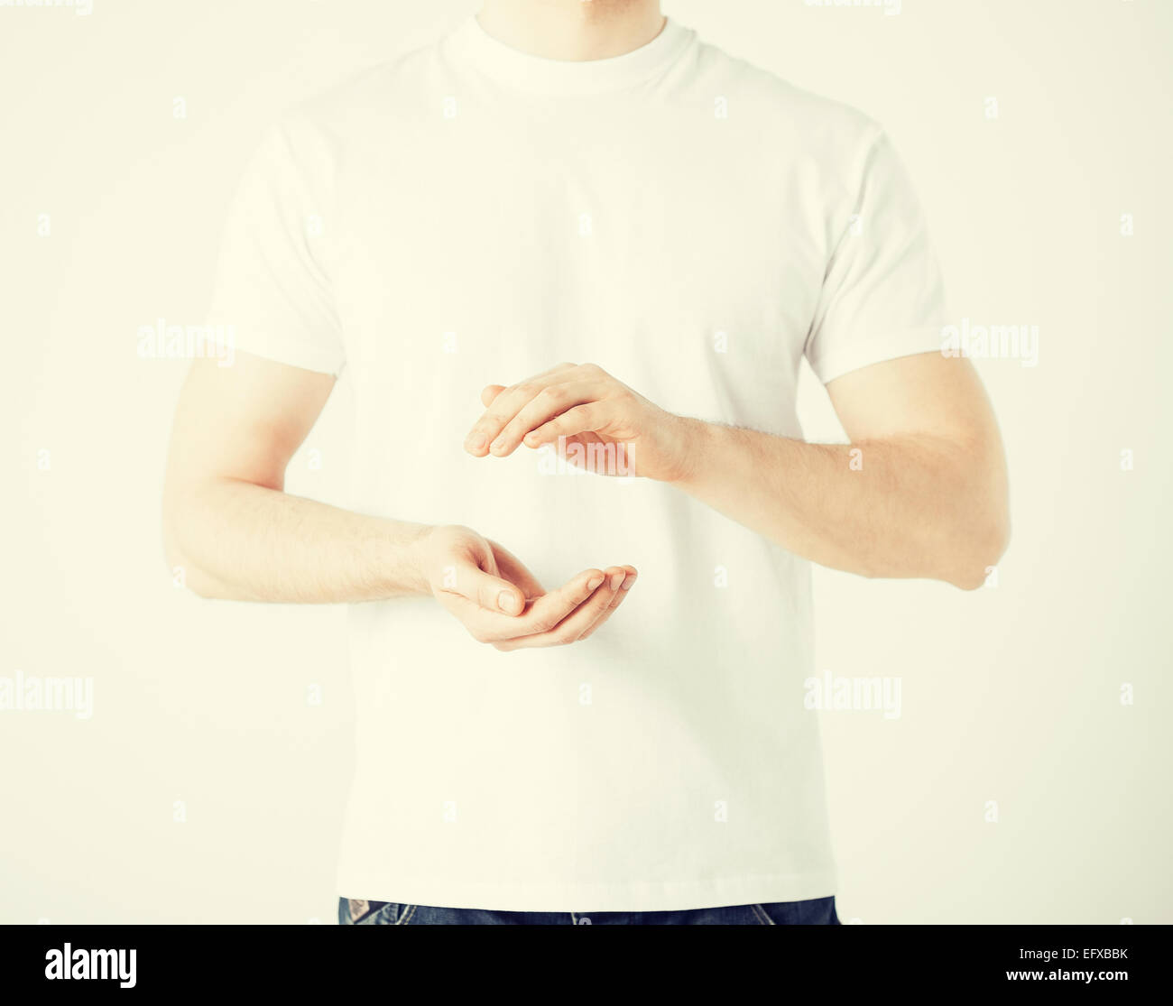 mans hands showing something Stock Photo