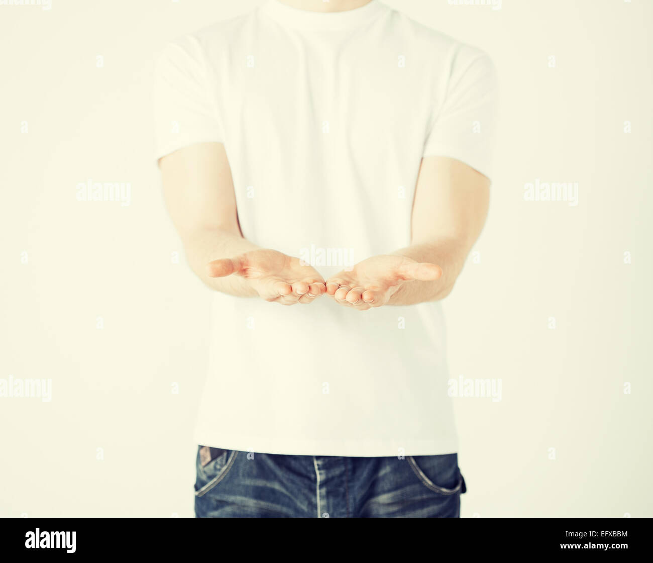 mans hands showing something Stock Photo