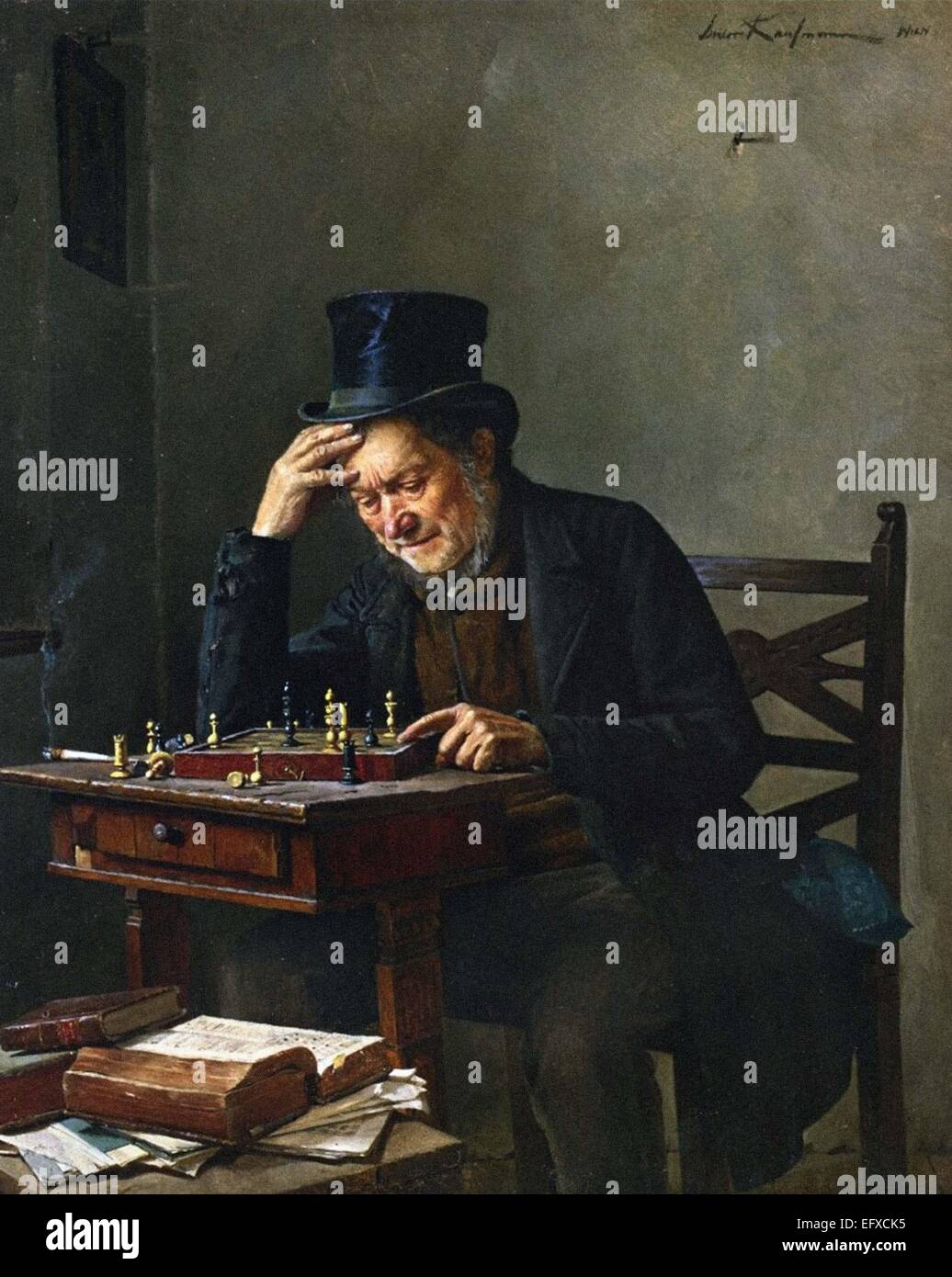 Isidor Kaufmann  The Chess Player Stock Photo