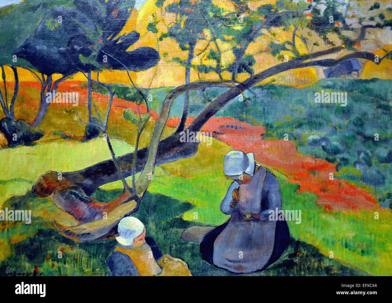 Paul Gauguin  Landscape with Two Breton Women Stock Photo