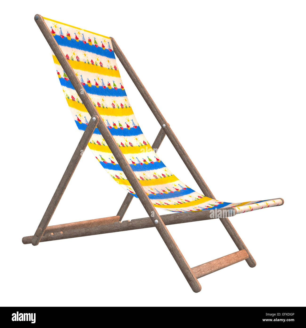 3D digital render of a deck chair isolated on white background Stock