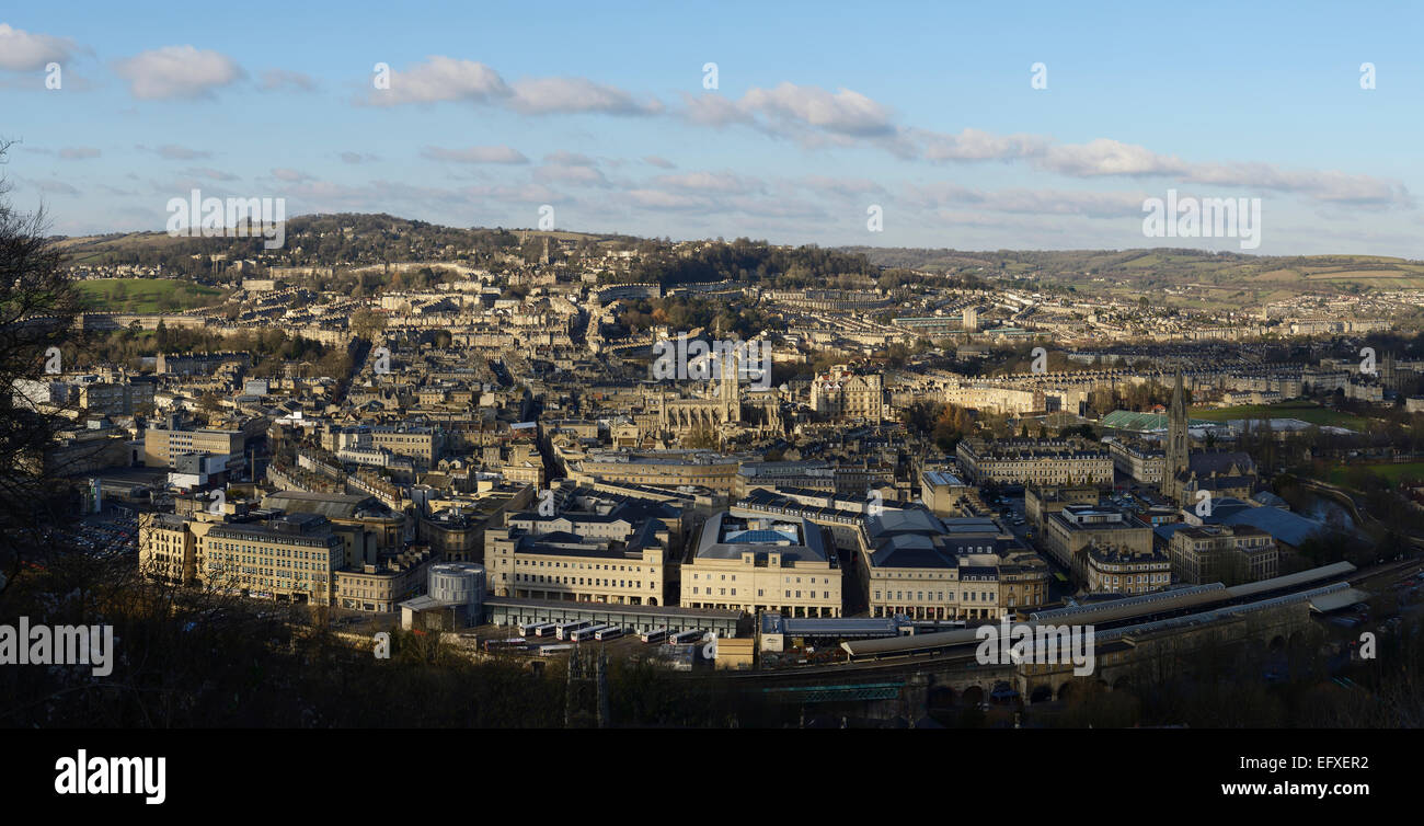 Bath city centre panoramic skyline in winter UK Stock Photo