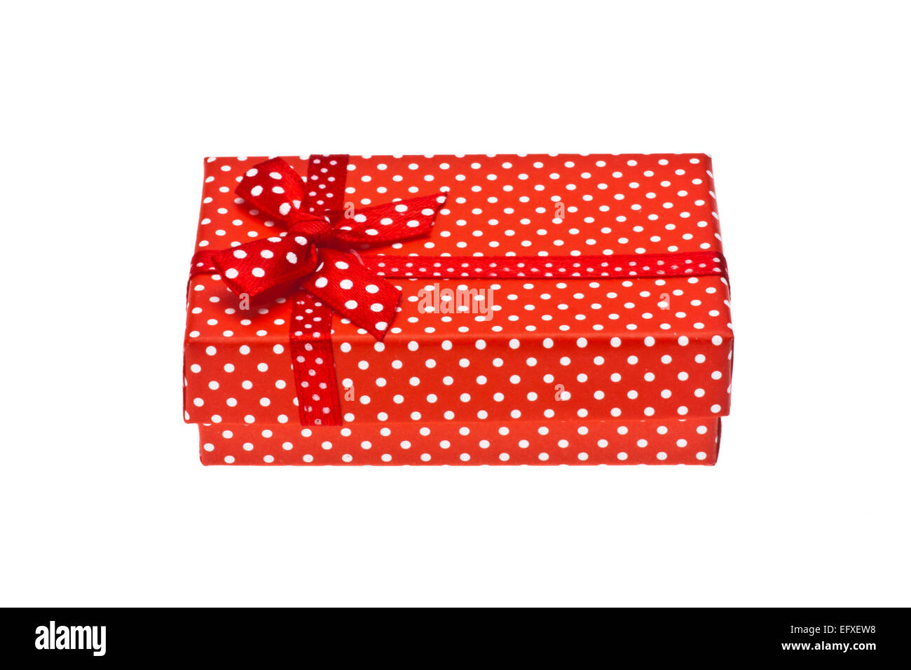 Red gift box with ribbon isolated on a white background Stock Photo - Alamy