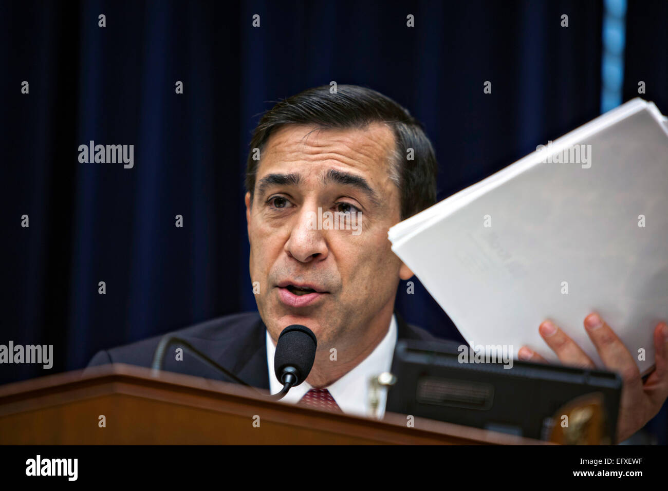 House Oversight and Government Reform Committee Chairman Darrell Issa during hearings on U.S. Foreign Assistance Accountability on Capitol Hill August 2, 2013 in Washington, DC. Stock Photo
