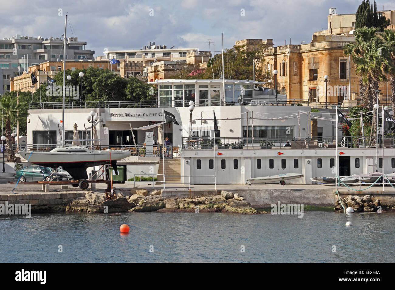Royal Malta Yacht Club, Grand Harbour, Ta' Xbiex, Malta Stock Photo
