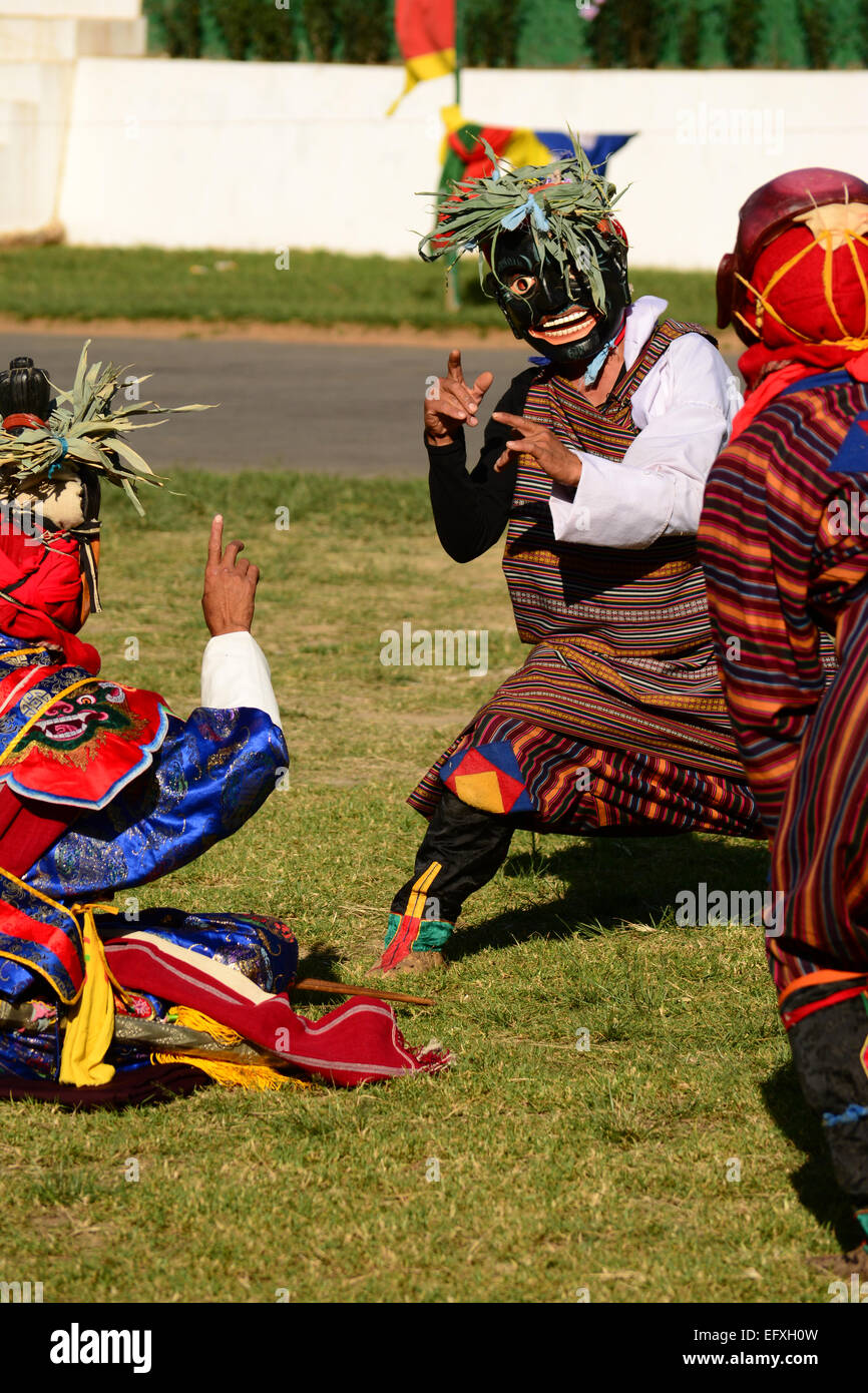 A dance form at Tshechu  annual religious Bhutanese festivals Stock Photo