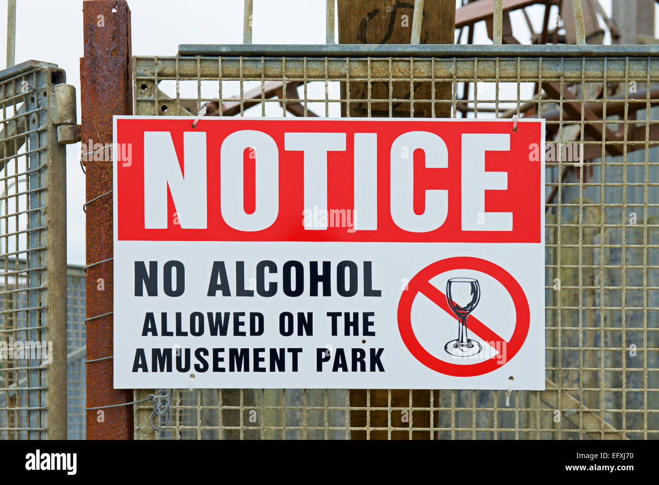 Notice no alcohol allowed in tFunland amusement park, Beachlands