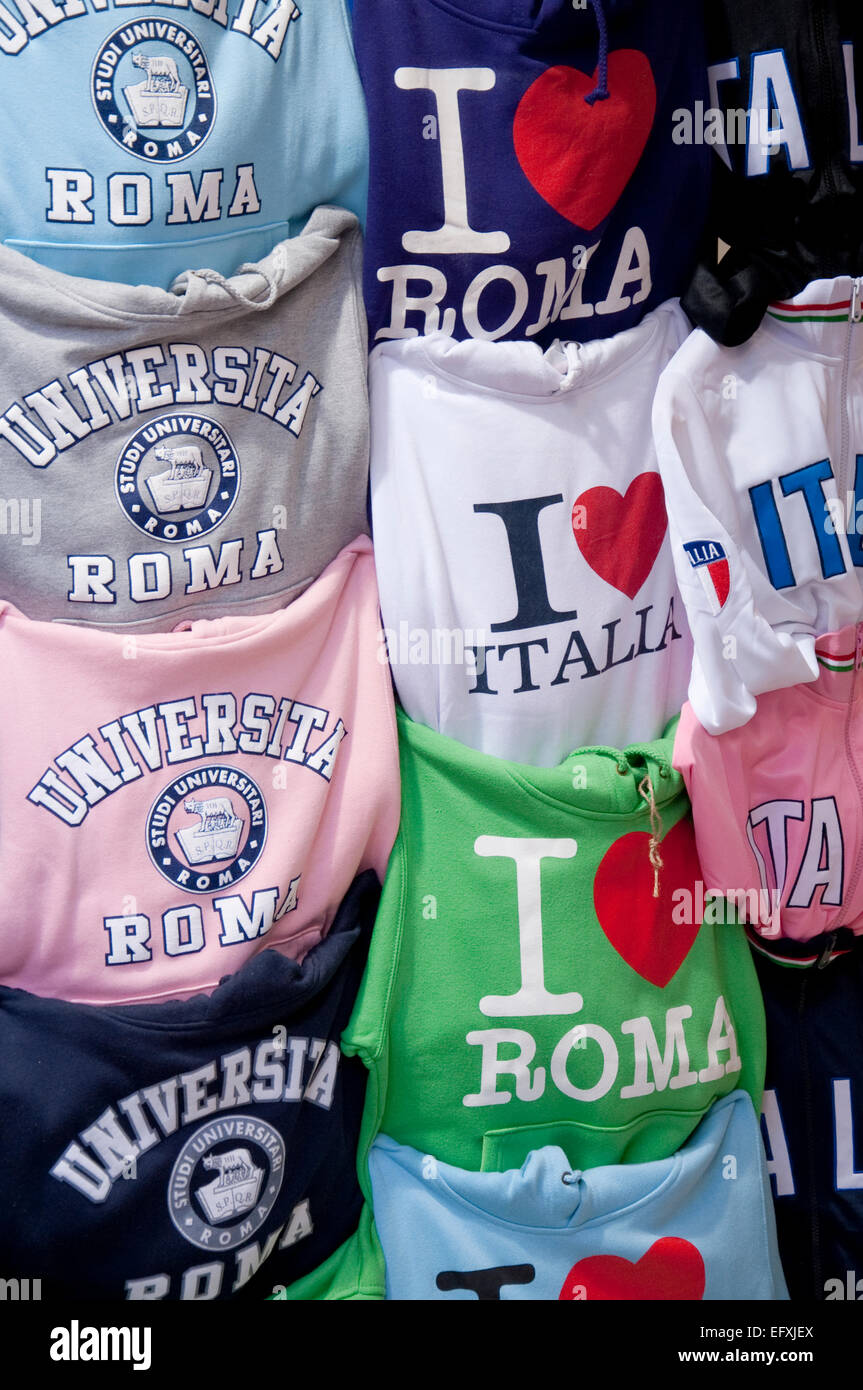 souvenir t-shirts on sale in rome italy Stock Photo