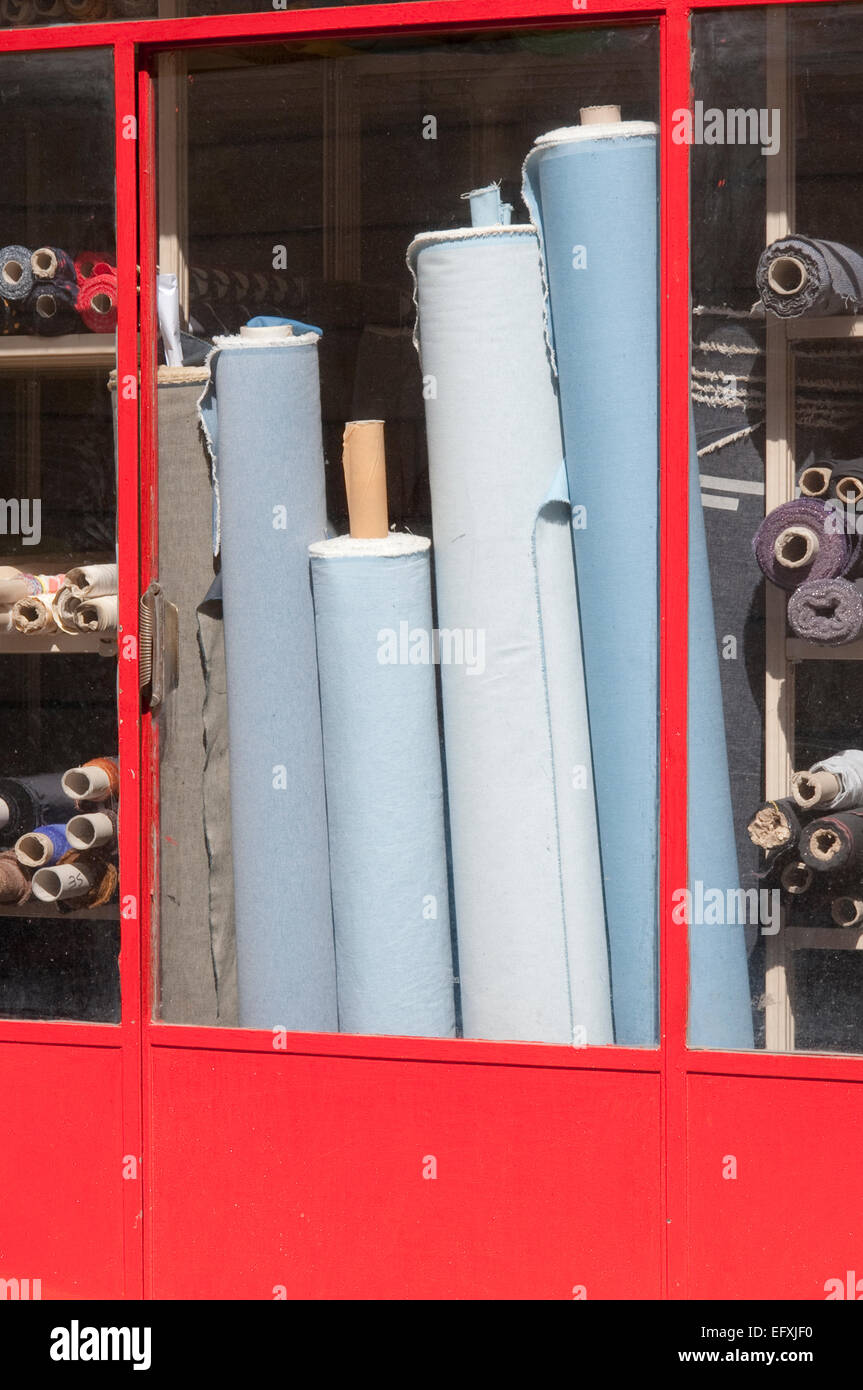 Fabric store window in Rome Italy Stock Photo Alamy
