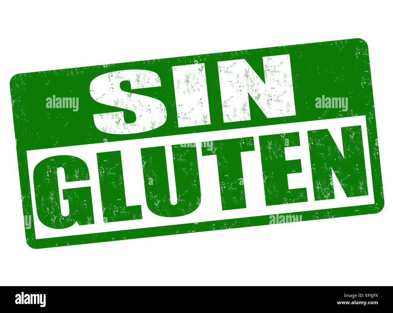 Gluten free grunge rubber stamp on white ( in spanish language Stock