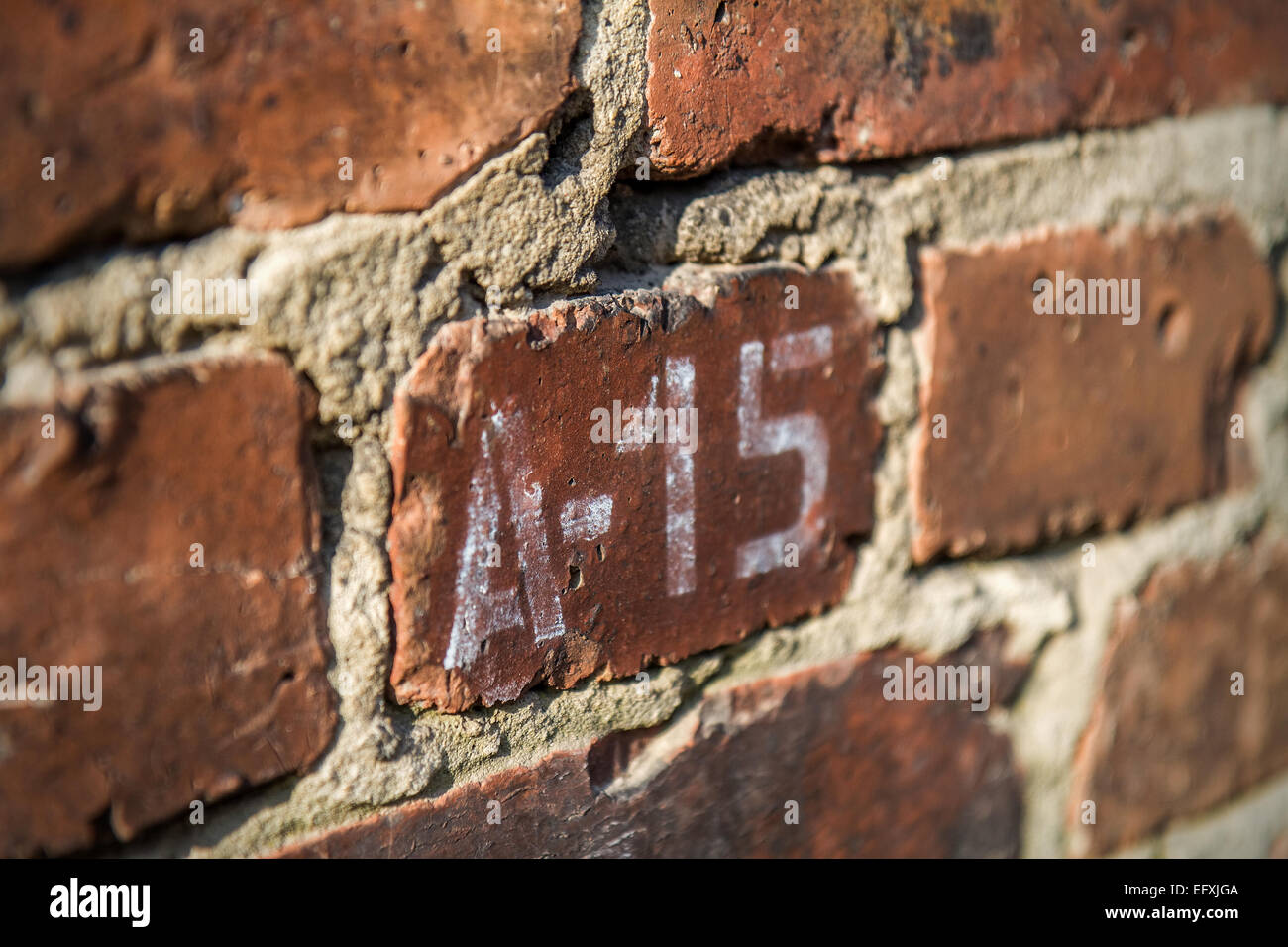 Auschwitz brick wall Stock Photo