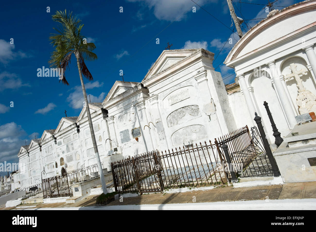 Horizontal view of the General cemetery in Camaguey, Cuba. Stock Photo