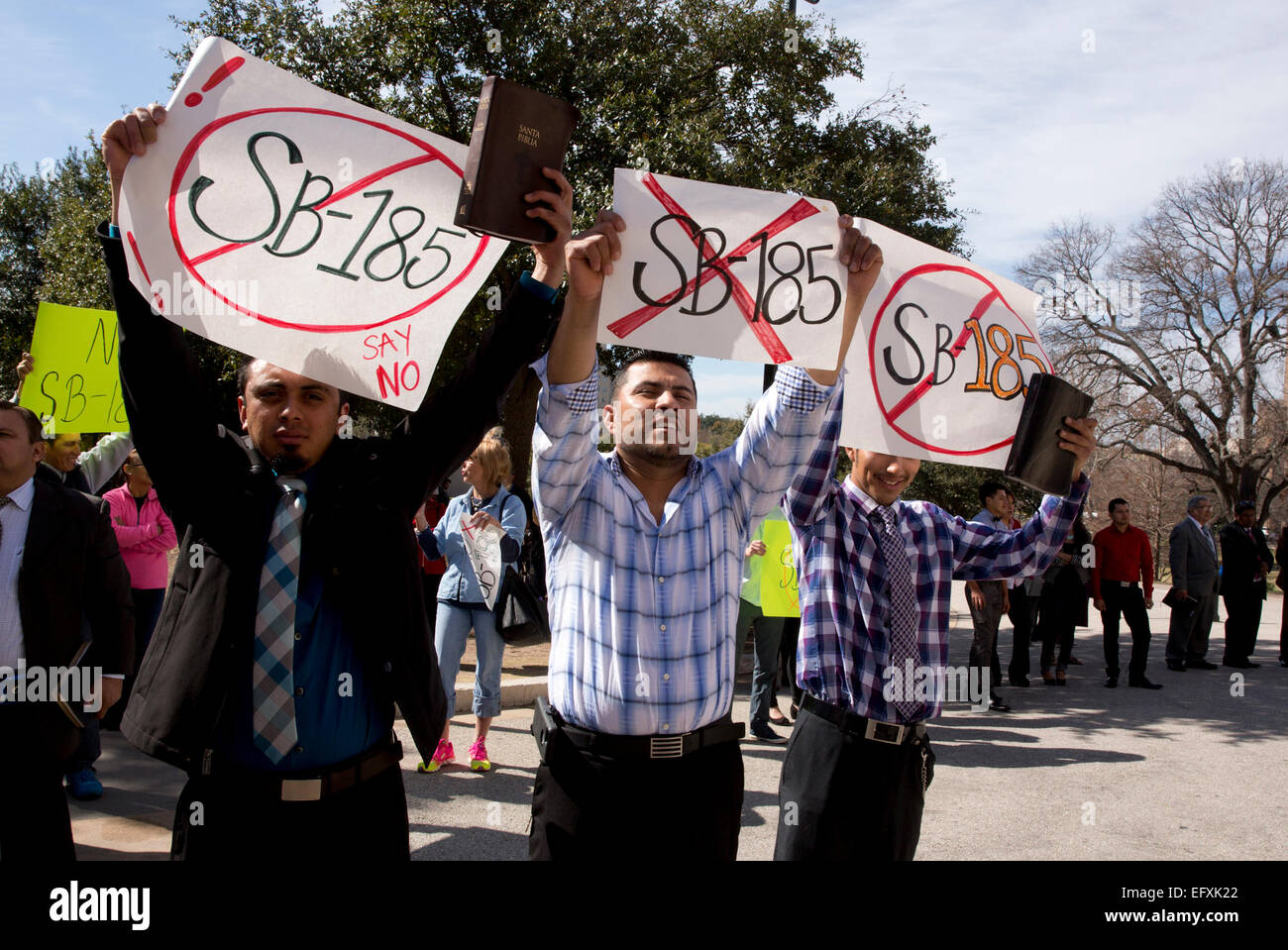 Austin, Texas, USA. 11th February, 2015.  Pro-Immigrant rally organized by Reform Immigration for Texas Alliance held at the Texas Capitol. RITA's goal is to educate about the need for immigration reform. Stock Photo
