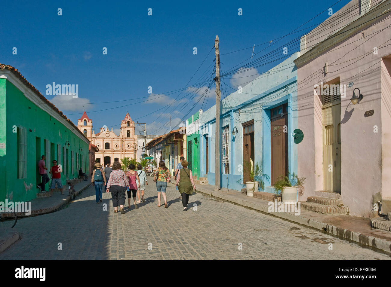 Horizontal view of Plaza del Carmen in Camaguey, Cuba. Stock Photo