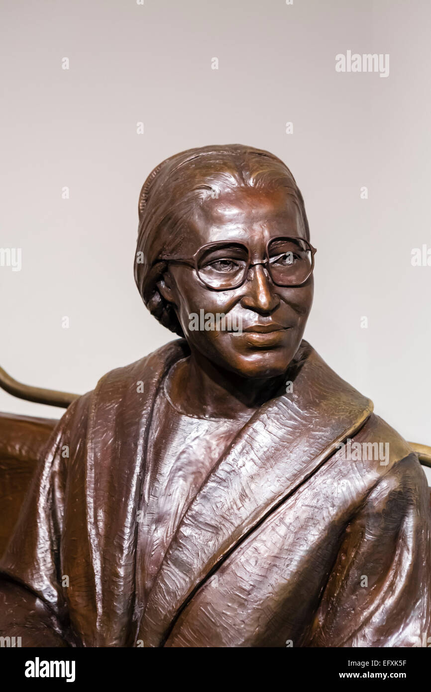 Sculpture of Rosa Parks in the Rosa Parks Museum and Library, Montgomery Street, Montgomery, Alabama, USA Stock Photo
