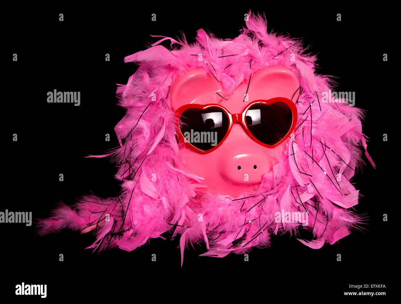 show girl diva piggy bank cutout Stock Photo