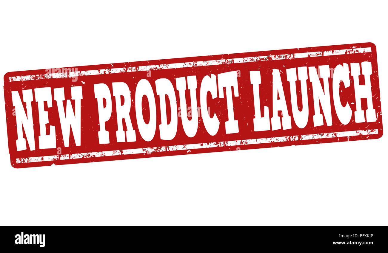 New product launch grunge rubber stamp on white background Stock Photo