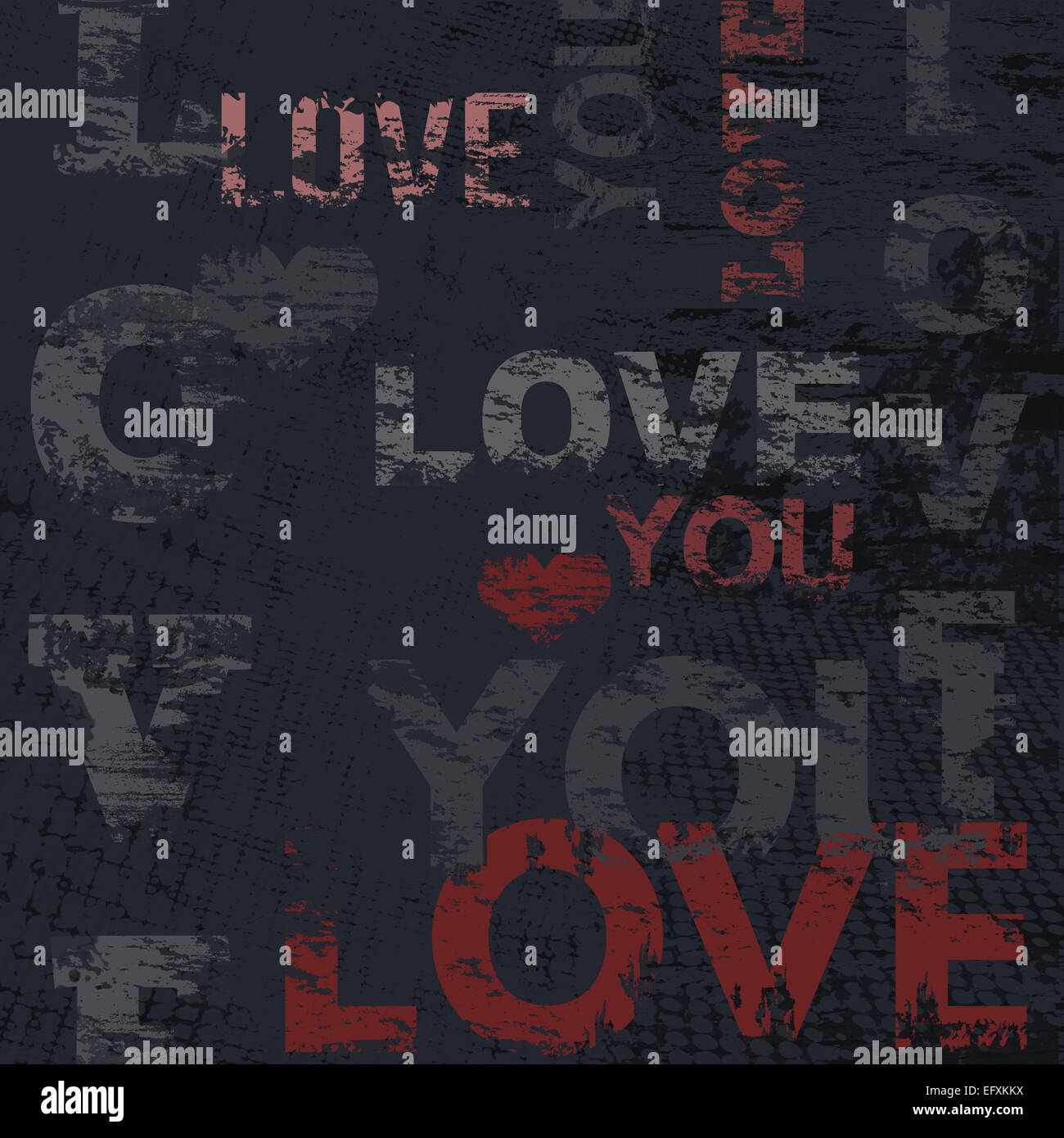 Typographic love poster design and grunge scratched background Stock Photo  - Alamy