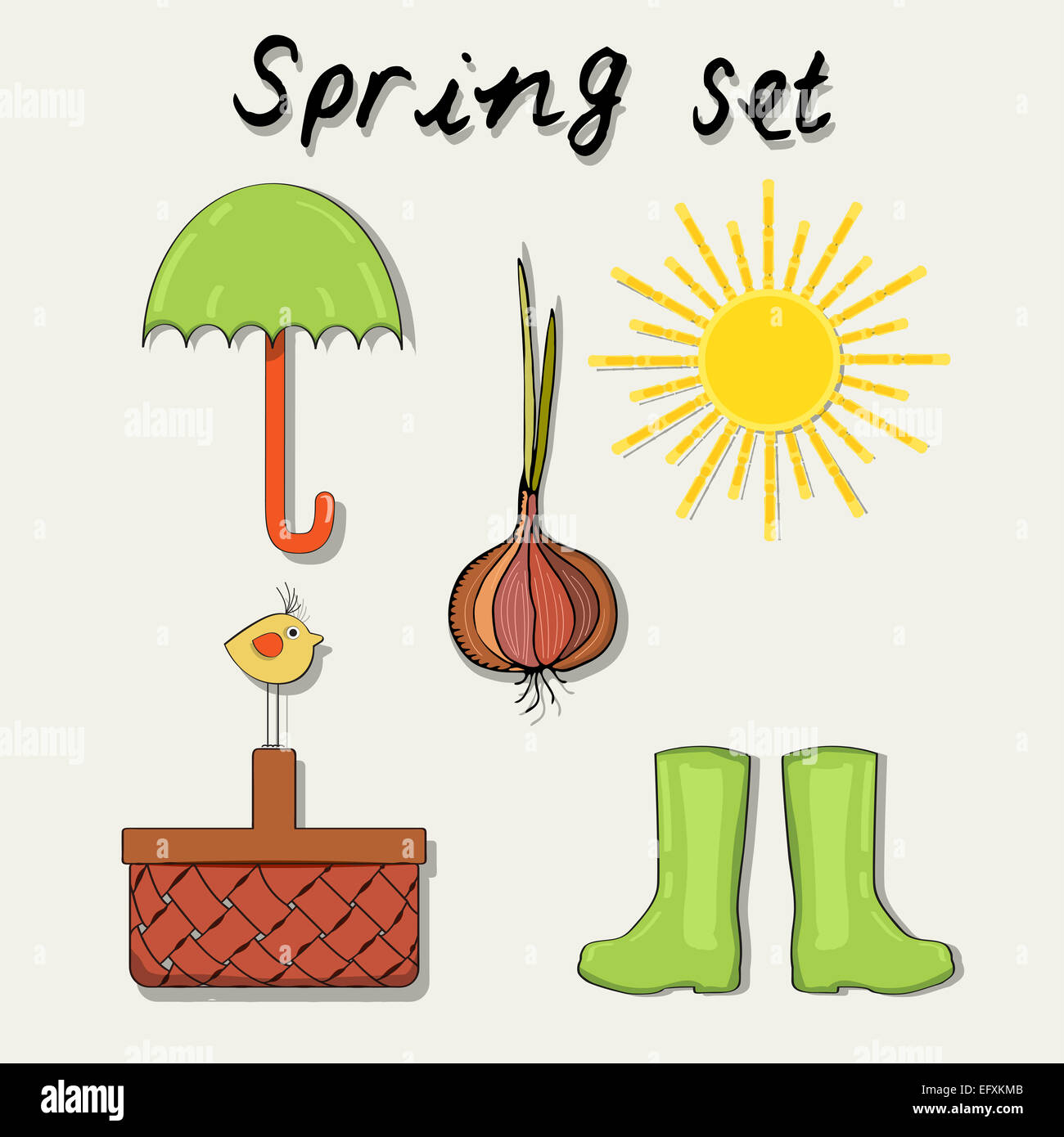 Spring garden nice simple set of illustration Stock Photo - Alamy