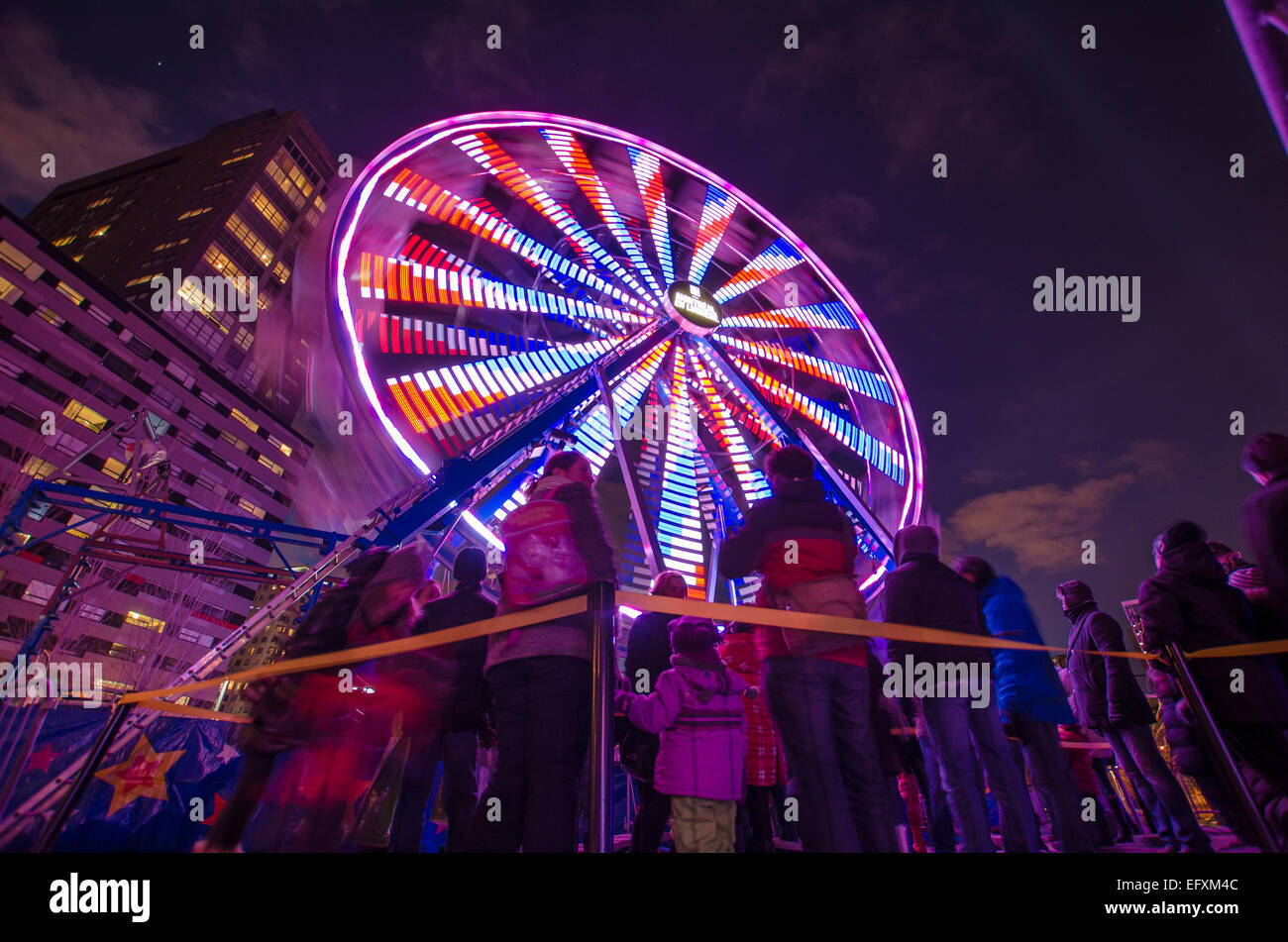 Ferris Wheel during Montreal en Lumière Festival, in 2012 Stock Photo