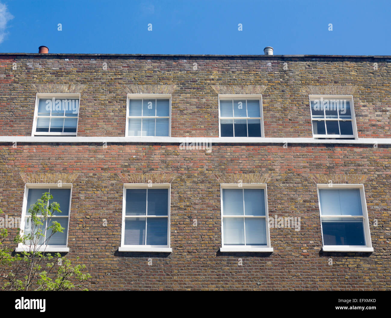 Central London housing 18th century brick terrace with windows Bedford
