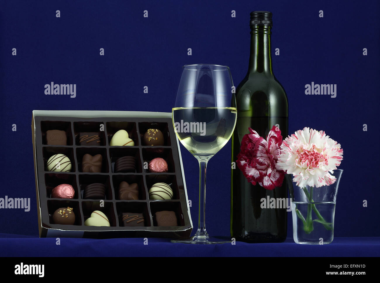 Wine, Chocolate & Flowers Stock Photo Alamy