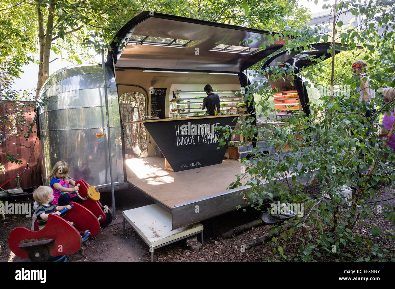 Princess Garden , Urban Gardening,  mobile urban farm with herbs and vegatable, Kreuzberg, Berlin Stock Photo