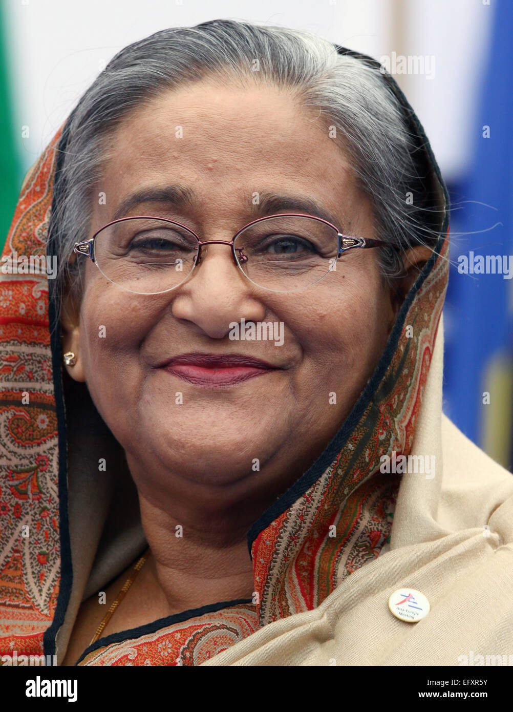 Italy, Milan:10/17/2014.Prime Minister of Bangladesh Sheikh Hasina prior to the start of a session at the ASEM Summit. Stock Photo