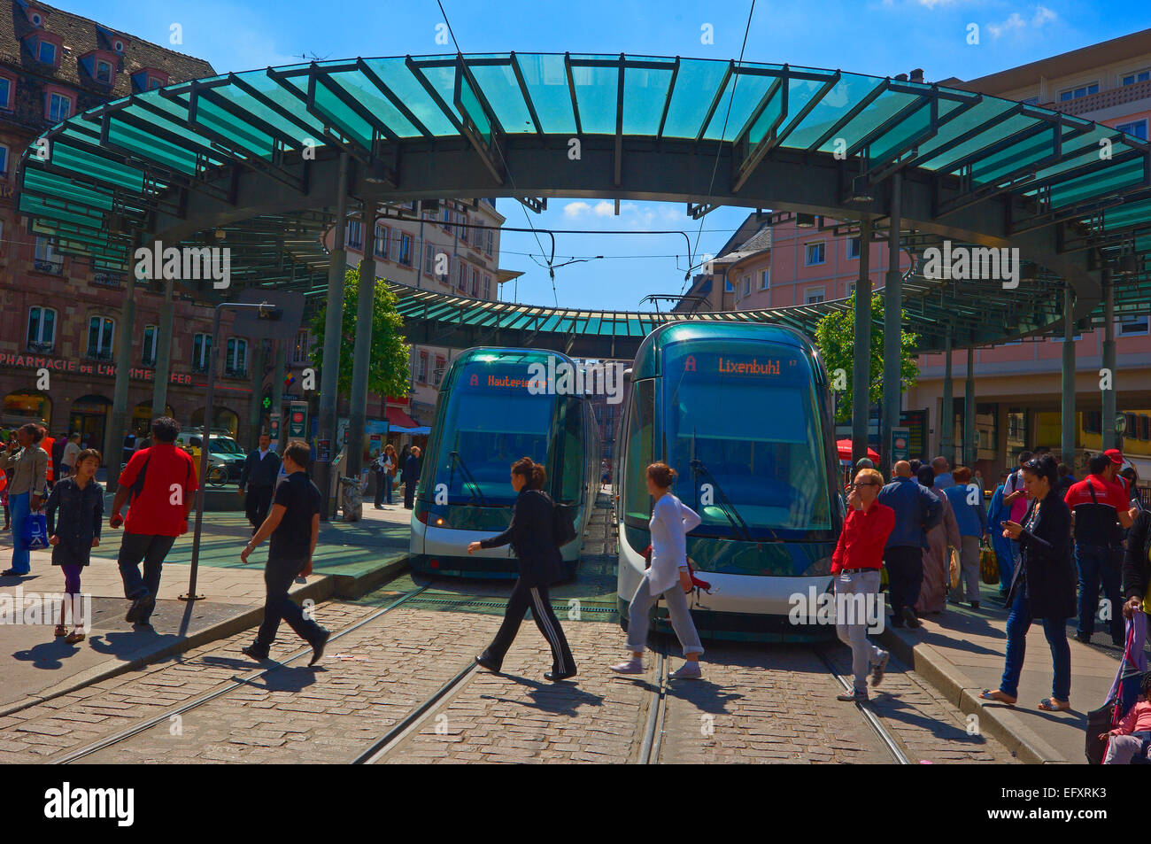 Strasbourg, Place de l«Homme de Fer, Tram station, Iron Man Square, UNESCO world heritage site