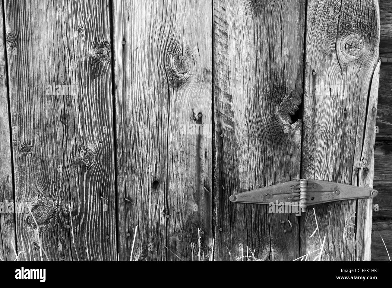 B&W Winter Old Barn Mountain Landscape Stock Photo