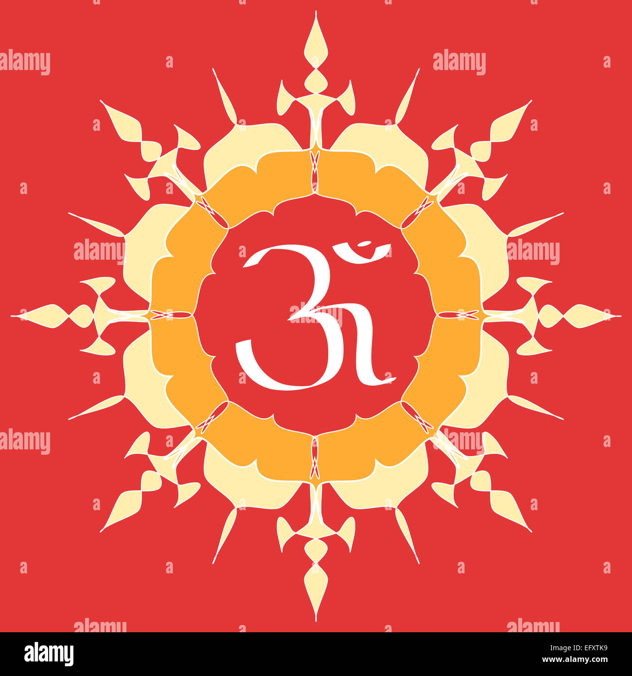 OM symbol on flower mandala Stock Photo