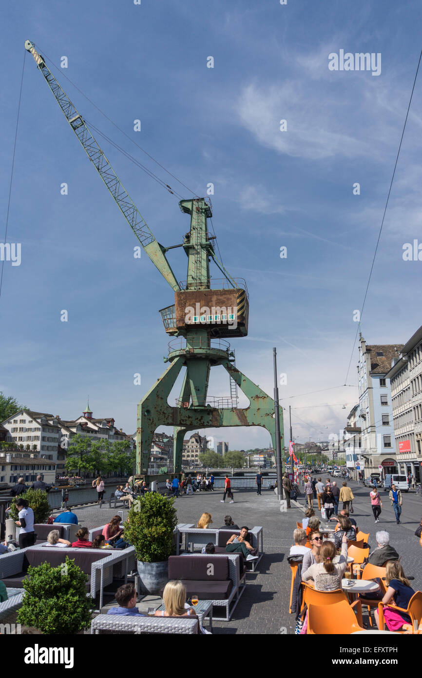 Zurich transit maritim Art project, Harbour crane from Rostock, Zurich, Switzerland Stock Photo