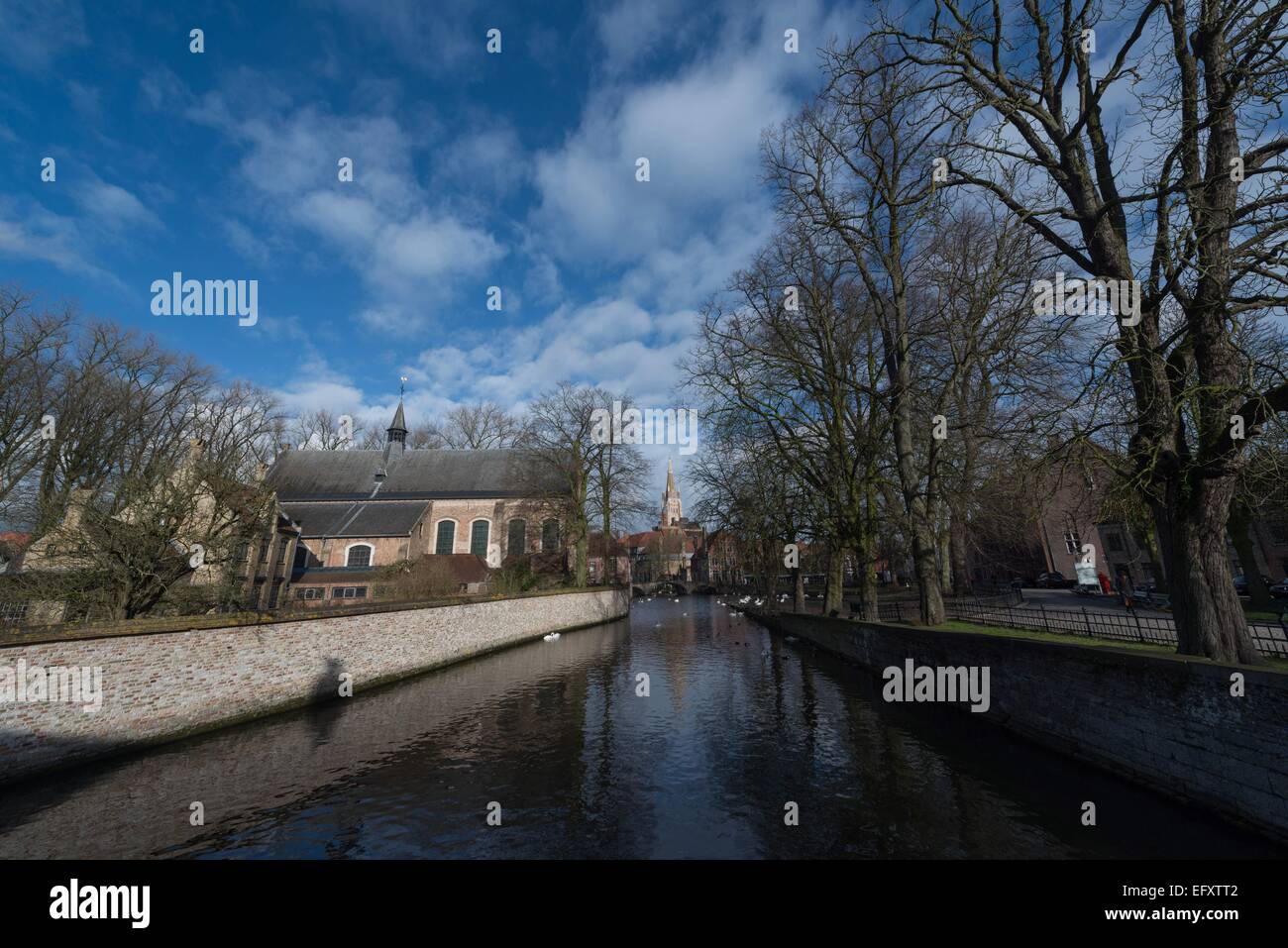 arwv aroomwithviews, bridge, bruges, brugge, canal, canals, church, cold, freezing, frost, frozen, historic, history, holidays, Stock Photo