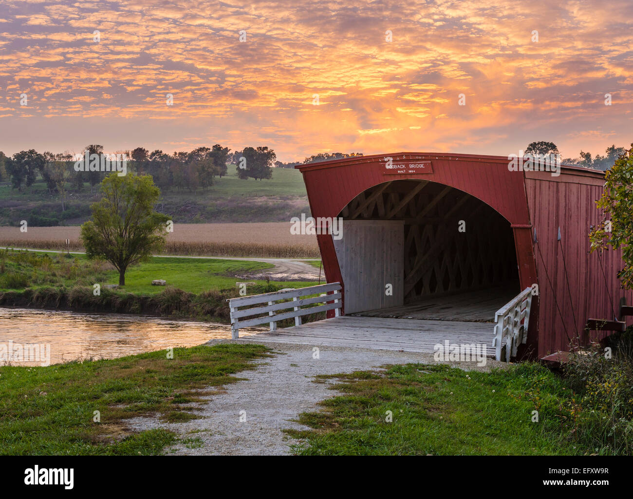 Madison County, IA Hogback covered bridge (1884) on North River at