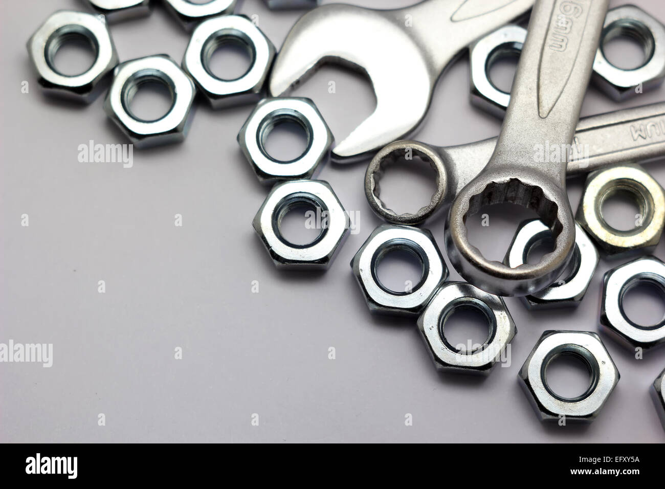 bolt and wrench as background Stock Photo Alamy