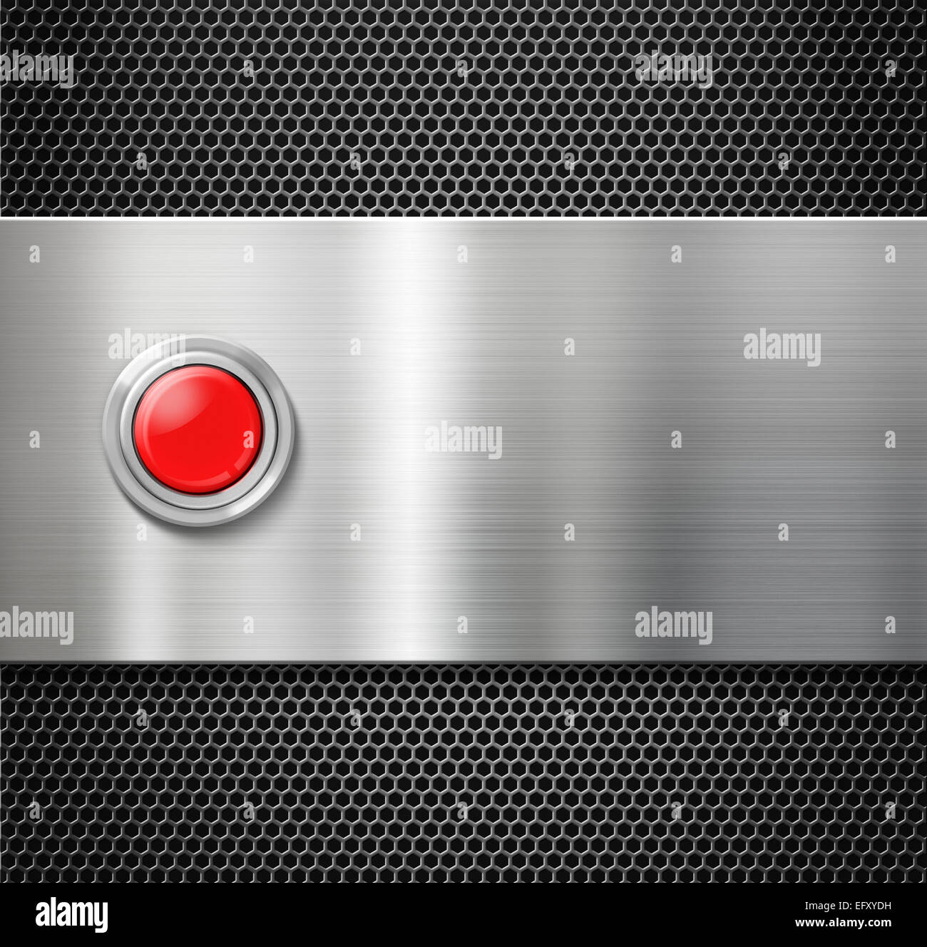 start red button on metal plate background Stock Photo