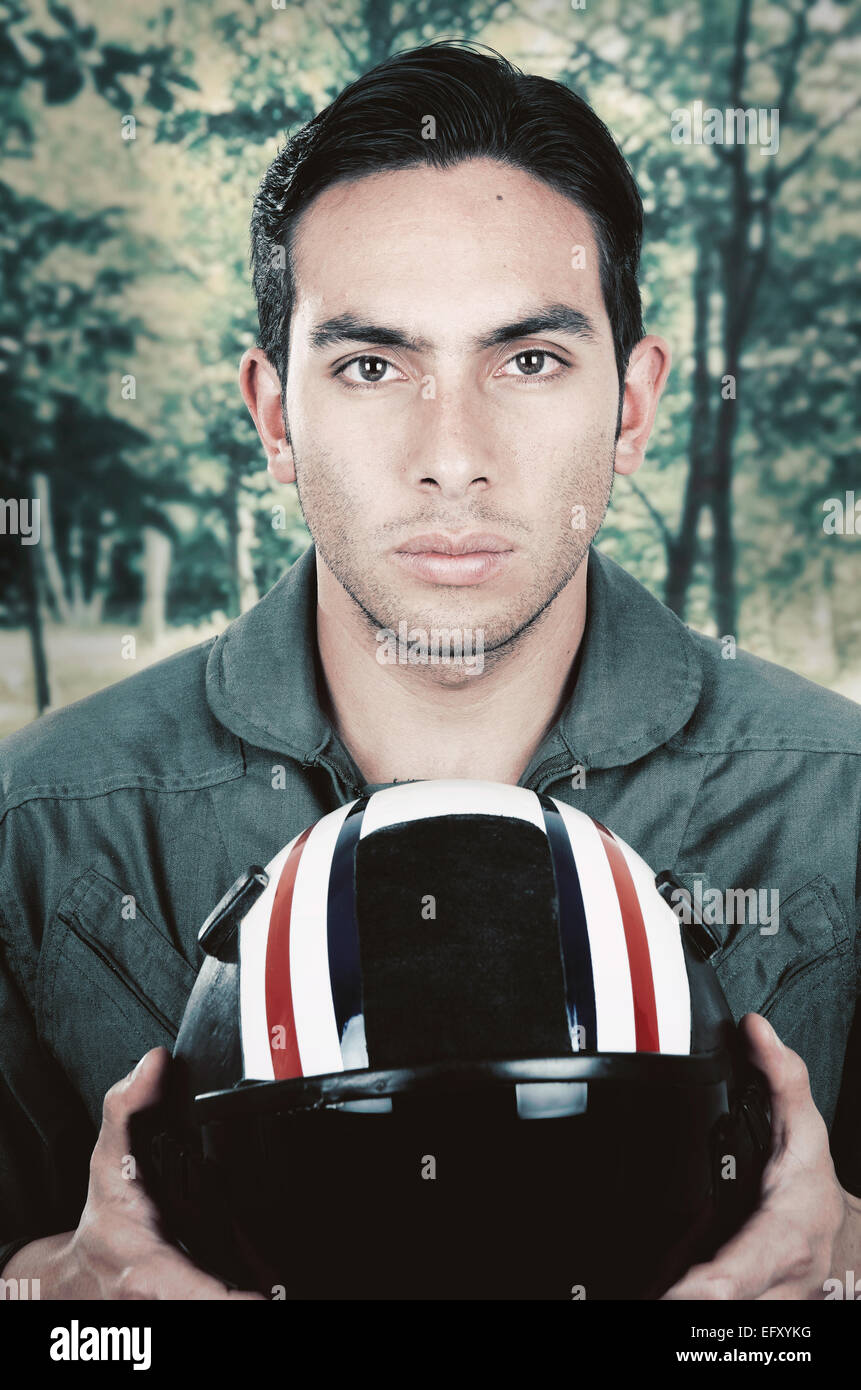 young handsome proud pilot wearing uniform and holding helmet Stock ...