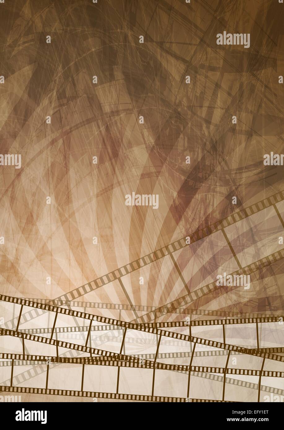 Grunge brown filmstrip abstract background. Vector design Stock Photo