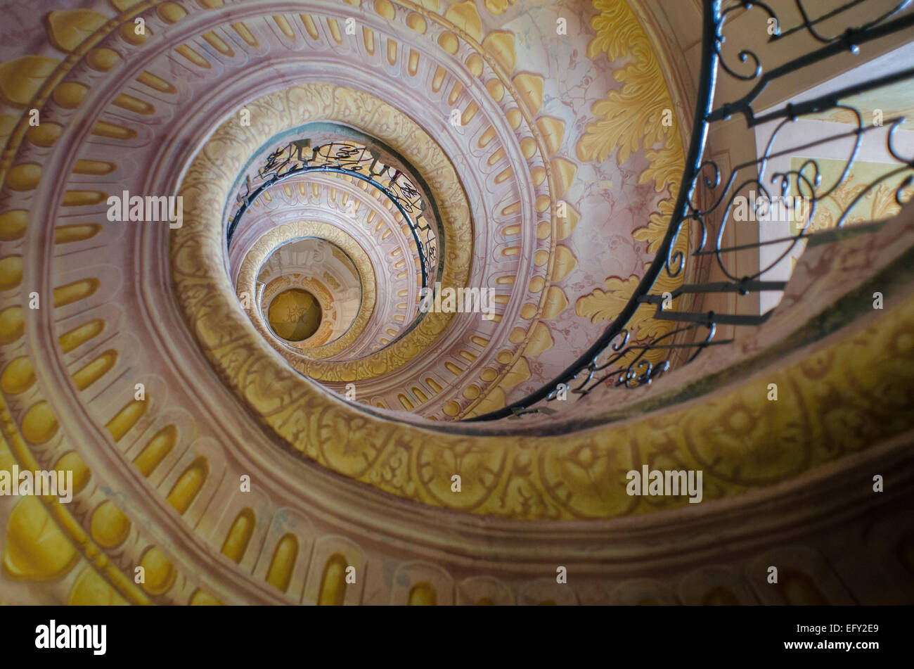 Austria's Benedictine Melk Abbey is renowned for its dizzying spiral staircase. Stock Photo