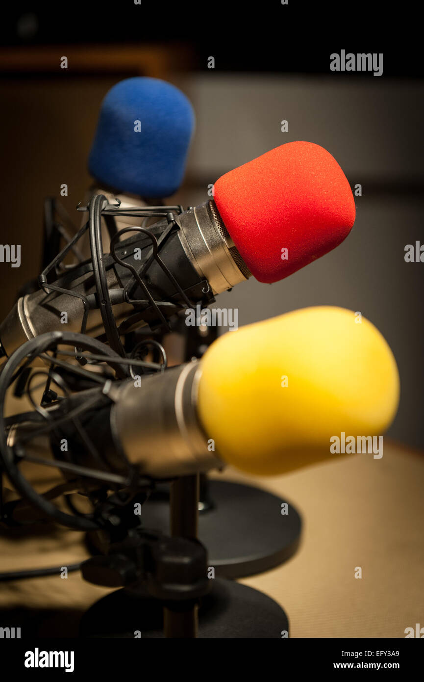 Microphones in a recording studio Stock Photo Alamy